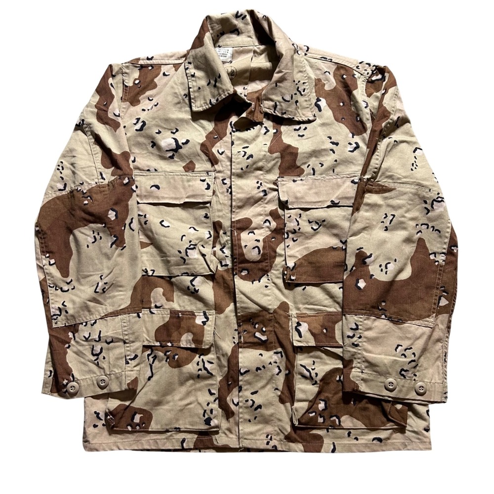 Vintage 80s Chocolate Chip Desert Camo Coat Mens Medium Short Tan BDU 1981